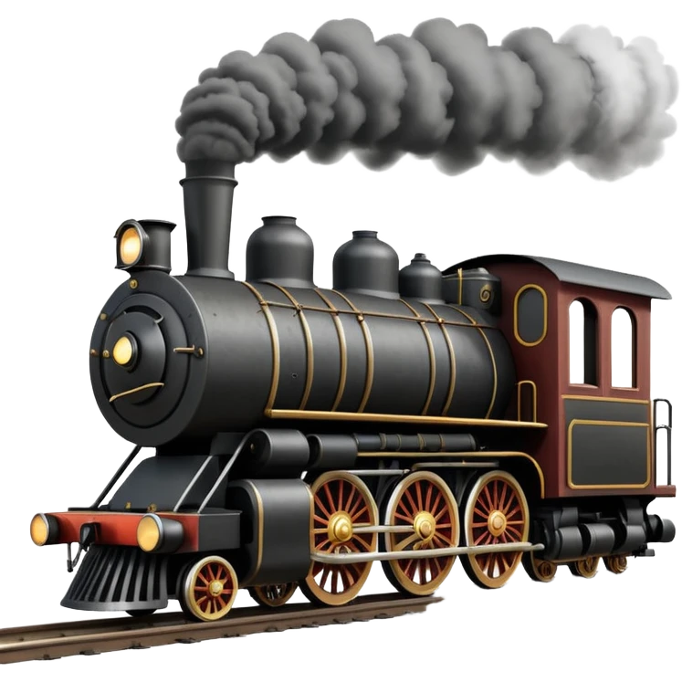 front view of an old-fashion steam train coming down the tracks emoji
