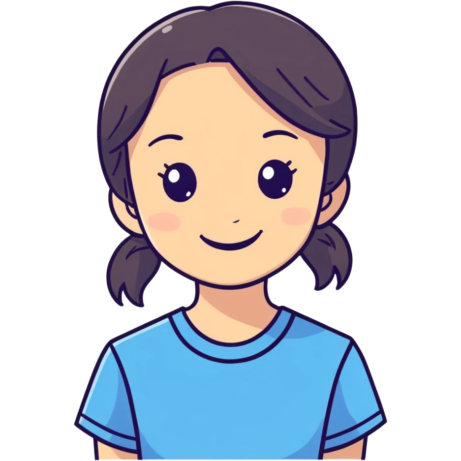 smiling girl in blue shirt emoji