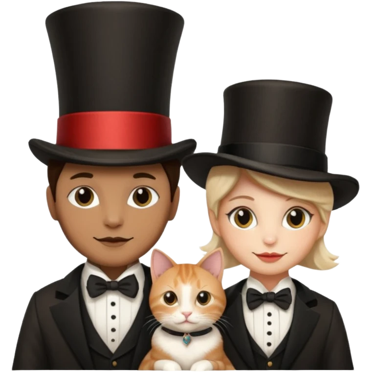 magician couple and their pet cat emoji