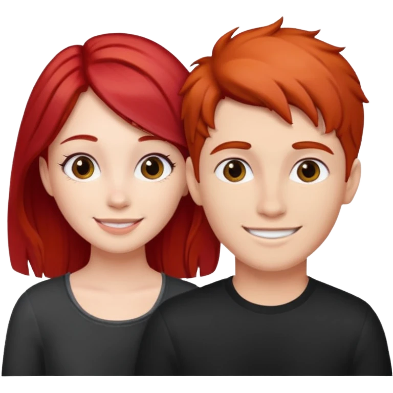 Red haired girl with black hair boy romance emoji
