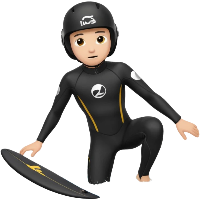Kitermanc traje neopreno negro y casco negro, haciendo un down loop emoji