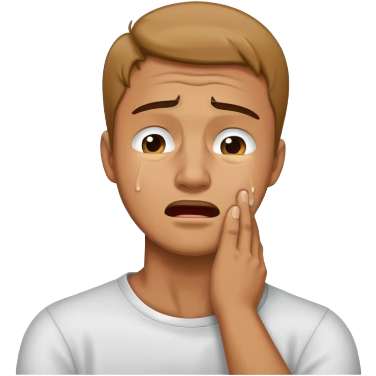 Man holding neck crying emoji