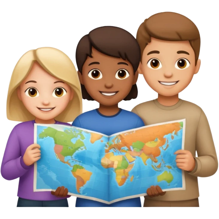 Kids Holding Maps emoji