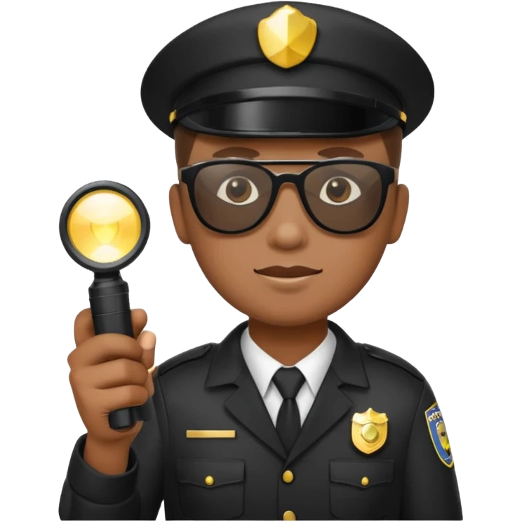 school security, sun glasses, holding flashlight emoji