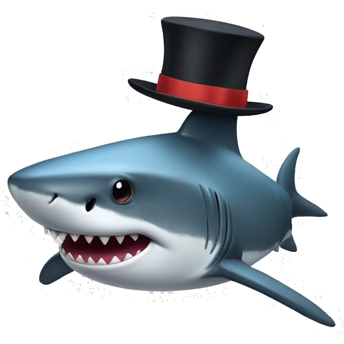 Shark with a top hat emoji