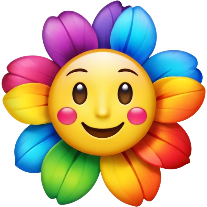 Rainbow flower with a face  emoji