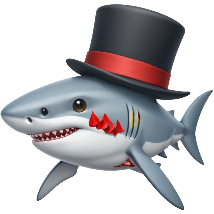Shark with a top hat emoji