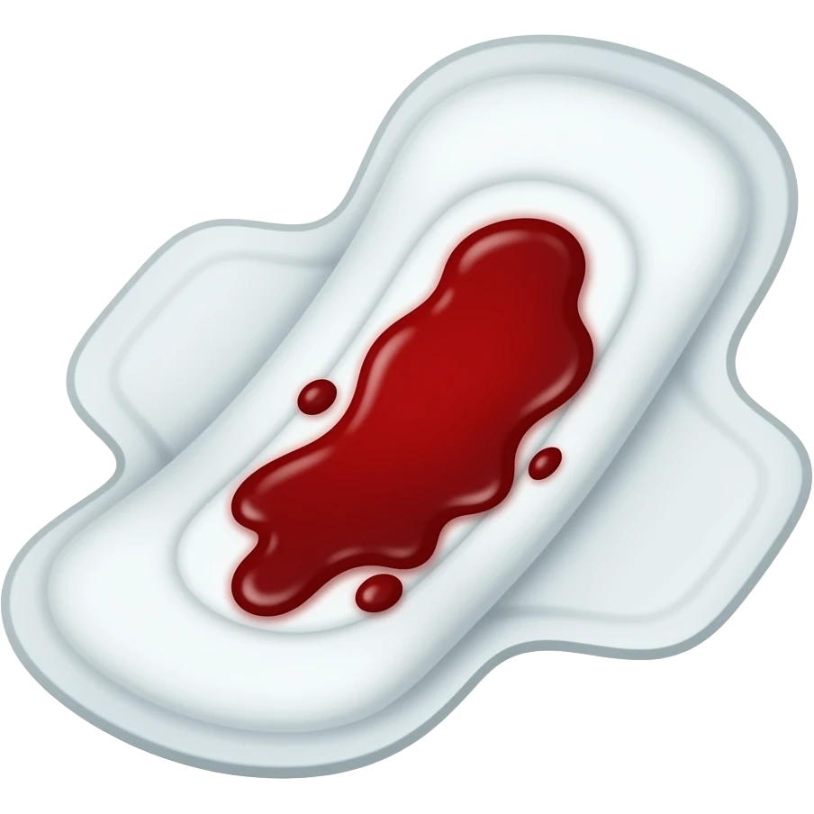 Ahora una toalla sanitaria llena de sangre , que de título arriba ( no en la toalla ) ponga : puta menstruación emoji