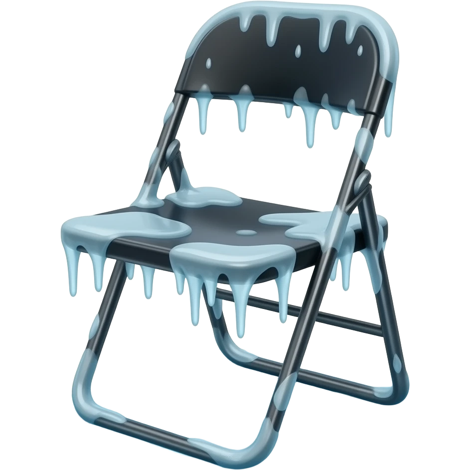 Black folding chair made of ice dripping iced emoji