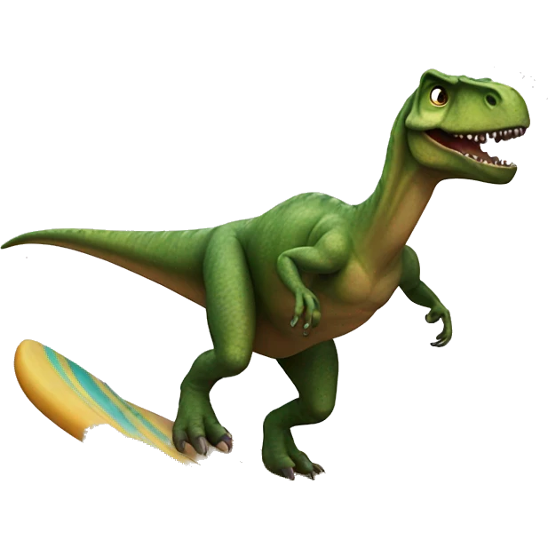 Dinosaur surfing emoji