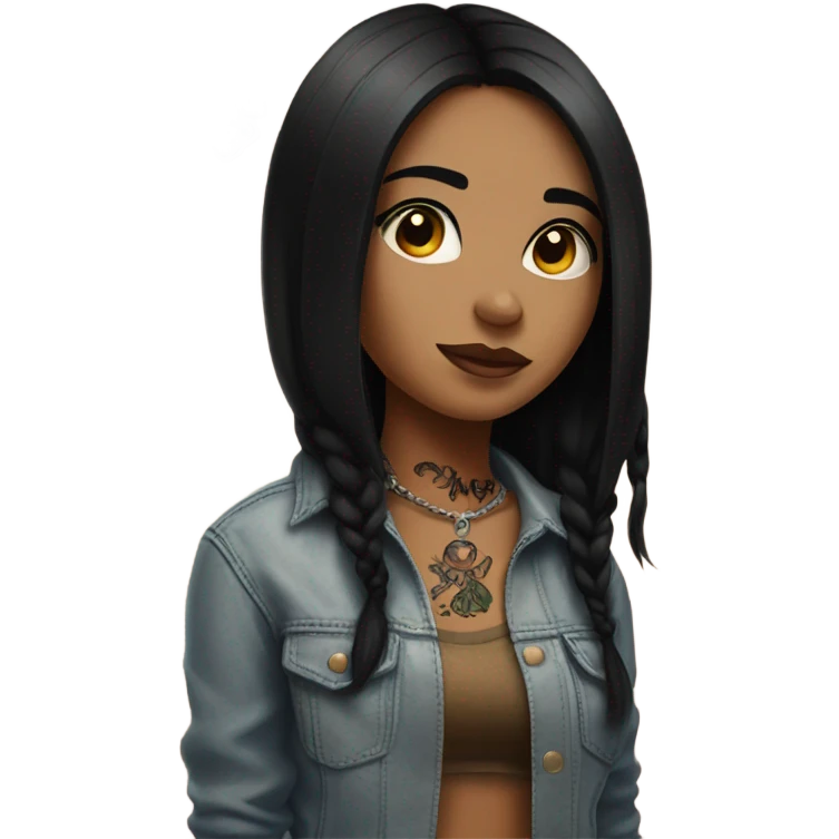 girl with black hair tattoos and she's creative emoji