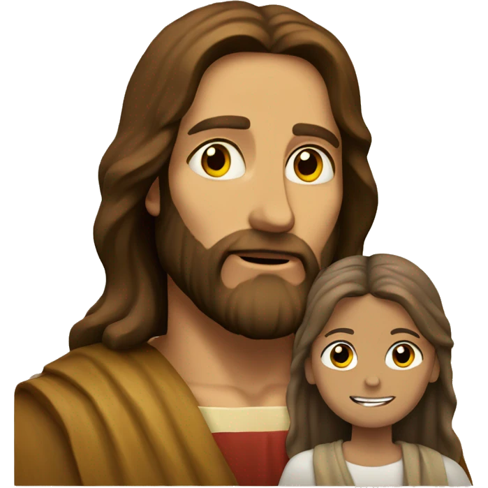 Jesus  next to a kid emoji
