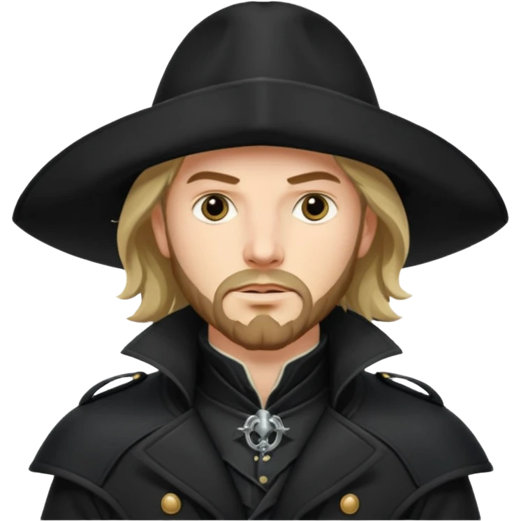 Athos, musketeer in black trench coat emoji