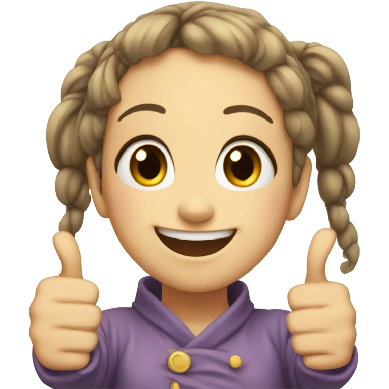 Overjoyed little anime girl showing a thumbs up and winking emoji