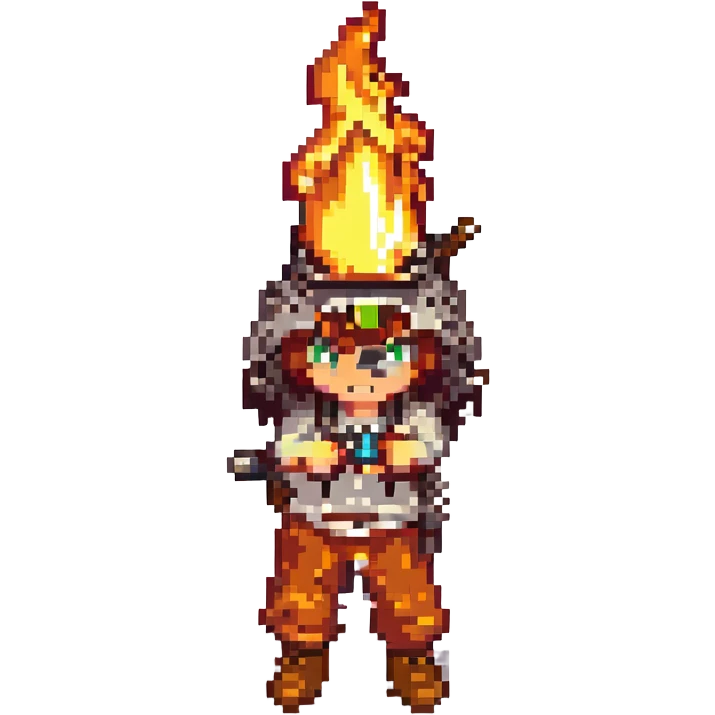 a boy holding fire emoji