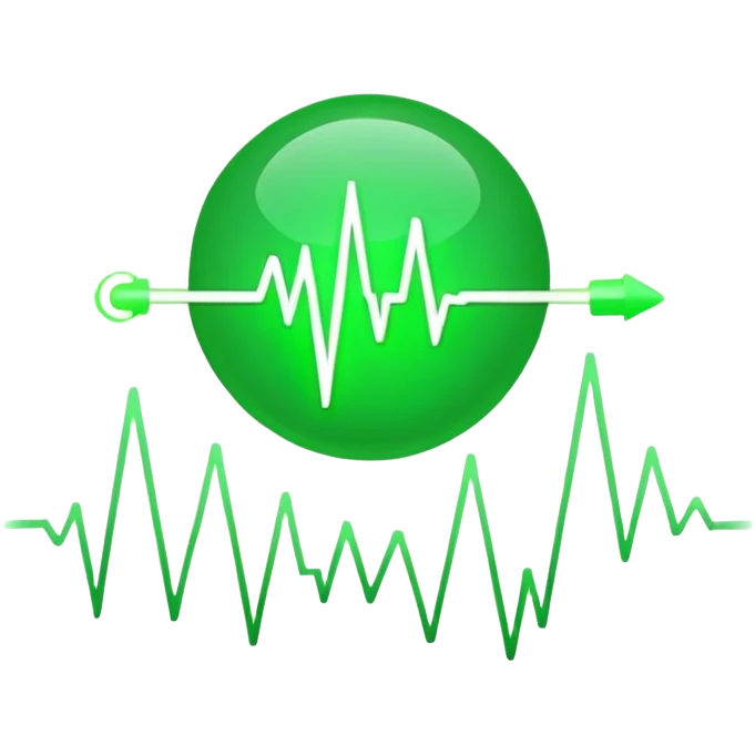 glowing green dot with ECG heartbeat line emoji