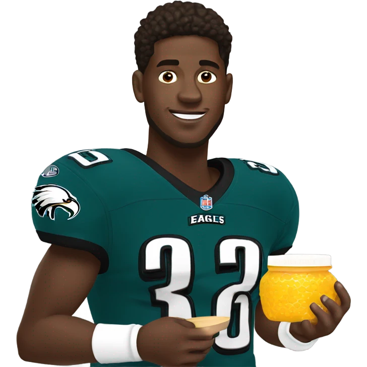 Eagles player AJ Brown holding a honey pot emoji