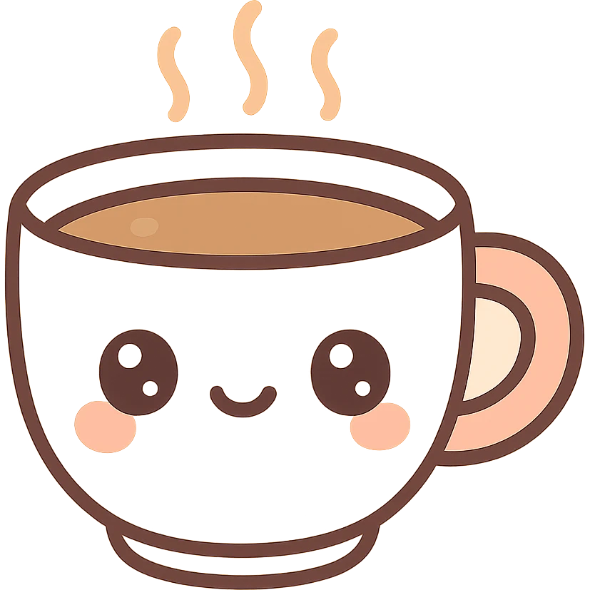 cup of coffee, kawaii chibi anime style, flat pastel colors, thick outlines, simple cute features emoji