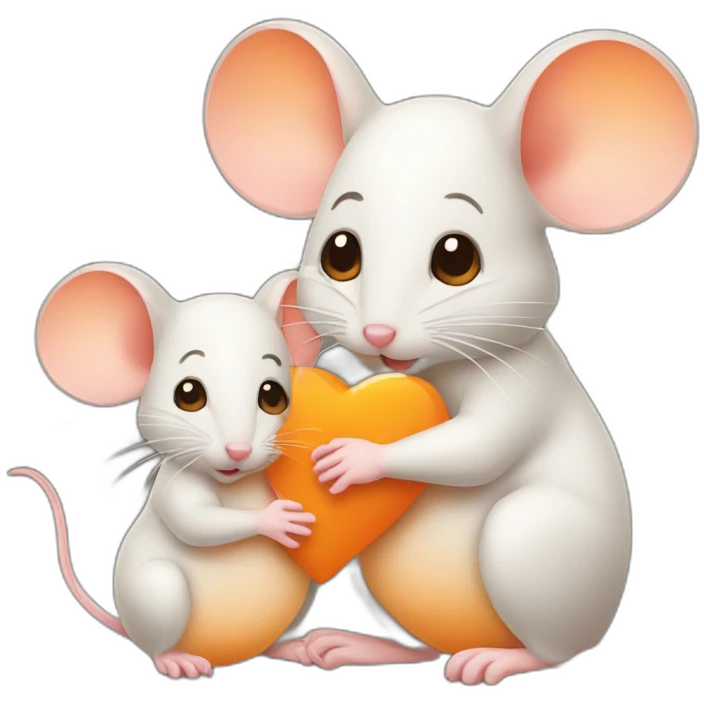 Mouse and a baby in Orange heart emoji