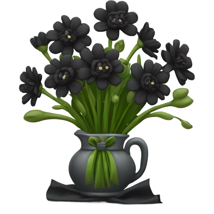 Black flower birthday bouquet with crown on it emoji