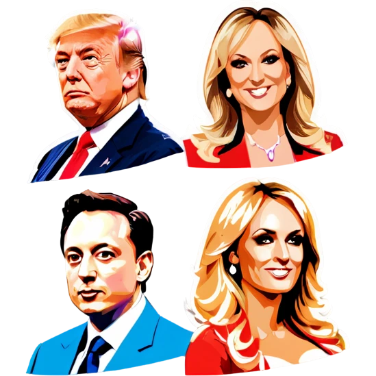 All Four people, Trump, Stormy Daniels, Musk, and Bezos, side-by-side, sit emoji