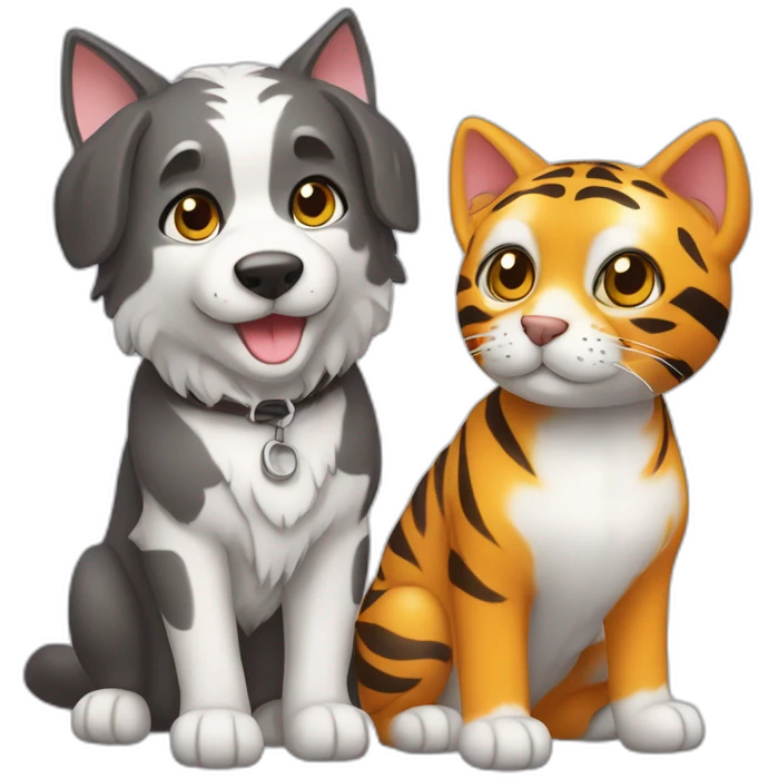 Chien border colis +chat blanc et chat tigré emoji