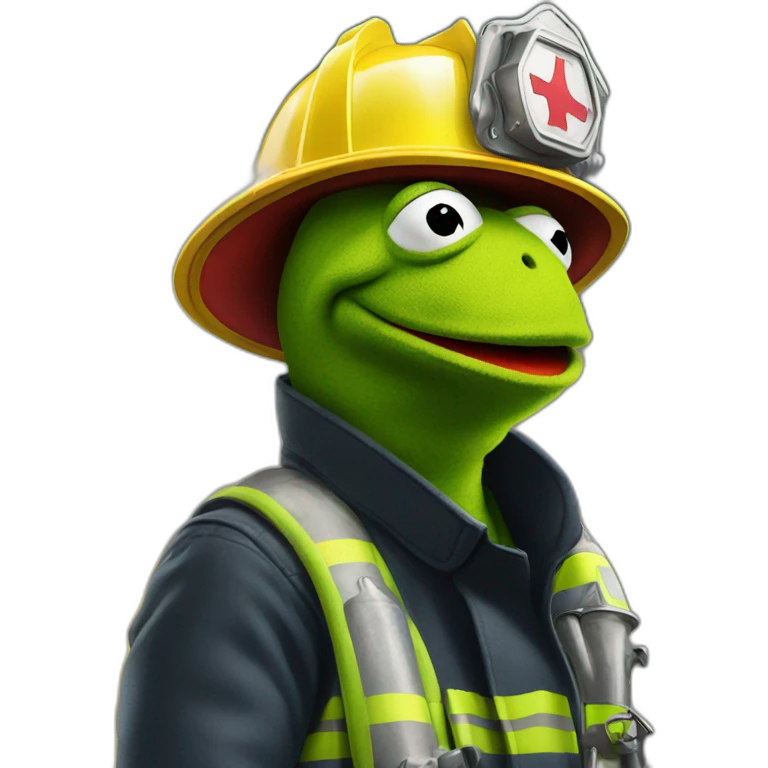 kermit frog as firefighter emoji