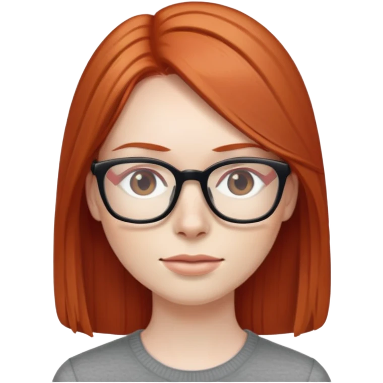 Red head long straight hair pale skin wearing glasses emoji
