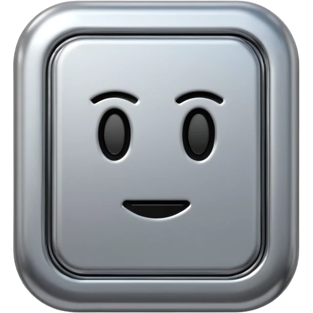 A futuristic microchip emoji made of polished silver chrome, minimal circuit details, smooth metallic surface, soft lighting, iOS emoji style, centered, clean white background emoji
