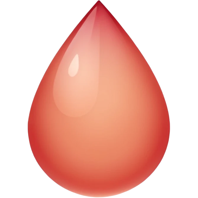 minimal abstract emoji symbolizing menstrual day,
soft rounded droplet shape,
warm muted red pastel,
gentle and non-graphic,
premium female health app style,
no text, no realism,
transparent background,
vector illustration
 emoji