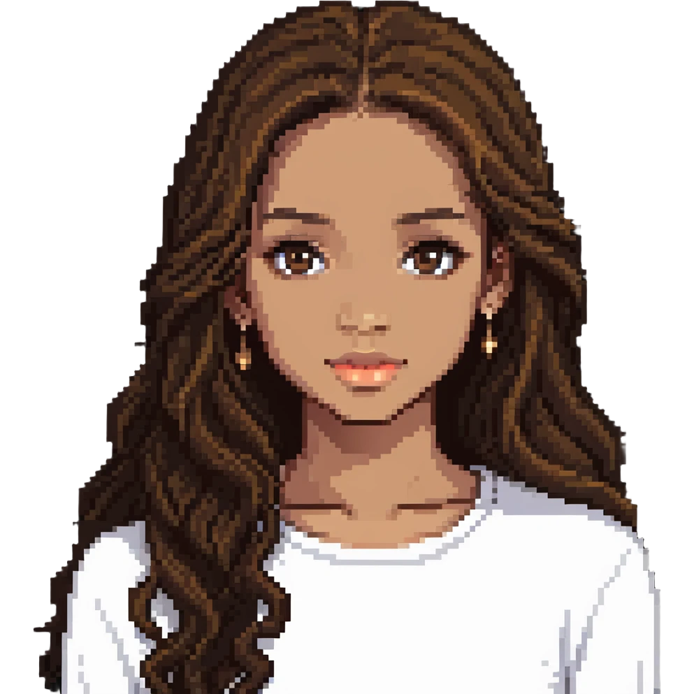 light skin brown girl with long dark brown hair and dark brown eyes emoji