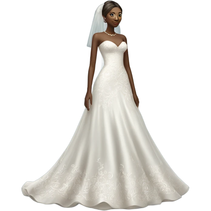Hyper Realistic ornate 
Minimalistic Wedding dress displays emoji