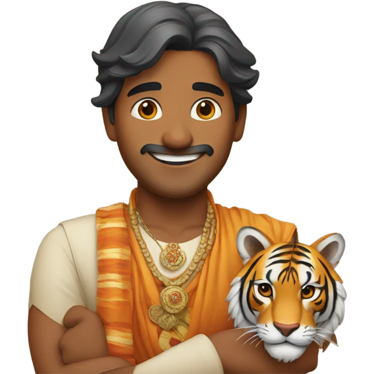 Indian man hugging tiger emoji