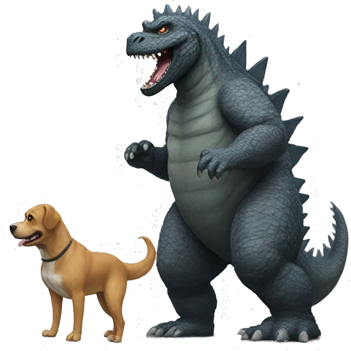 Godzilla walking a dog emoji