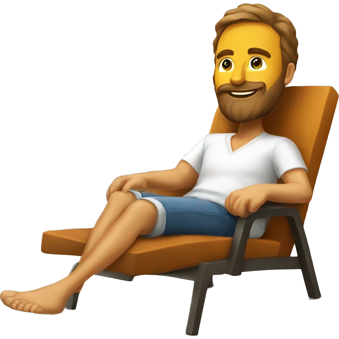 Sunbathed man with beard is working in furniture company  emoji