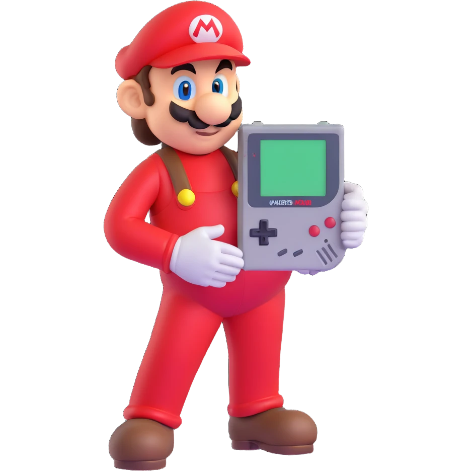 Super Mario playing a Game Boy emoji