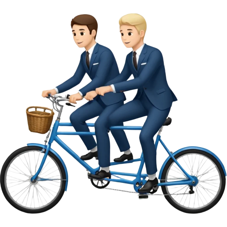 Two handsome men in suits riding a tandem bike emoji