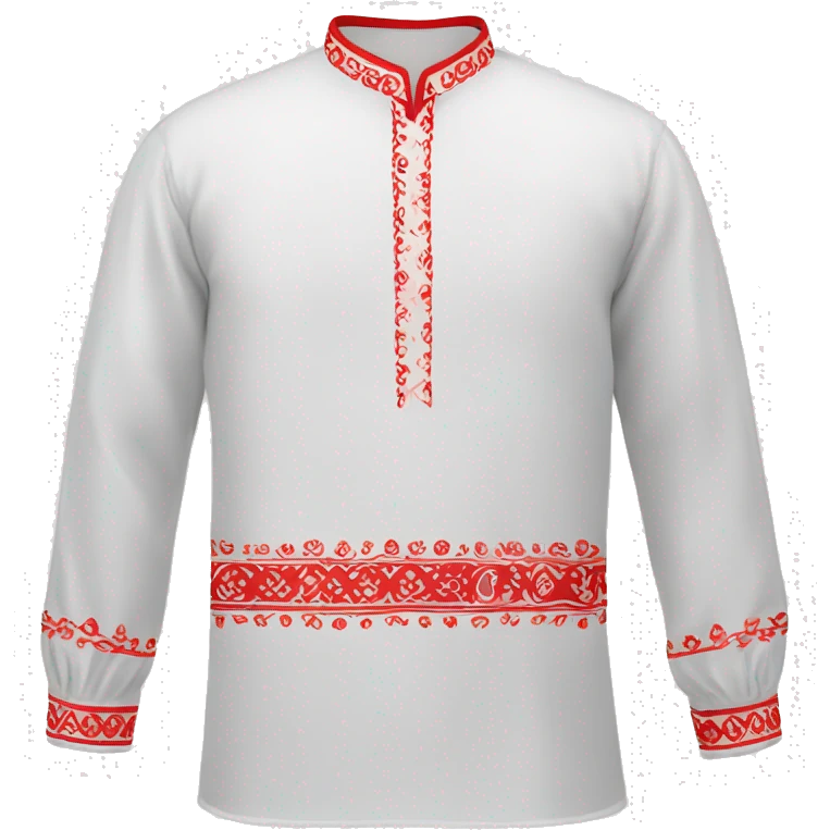  Shirt  vyshyvanka, white with red round embodiary on sleeves emoji