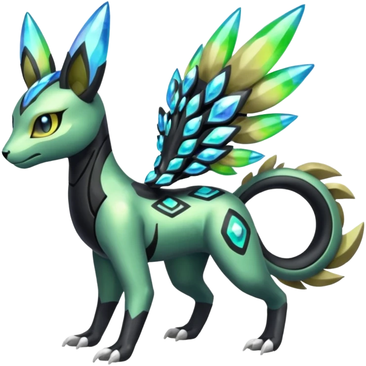  Exotic Meloetta-Zygarde-Zeraora-Protogen-Palkia-hybrid-fusion-Fakémon-creature, full body emoji