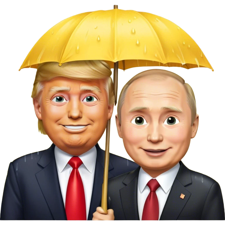Trump soaked by yellow rain with Putin smiling  emoji