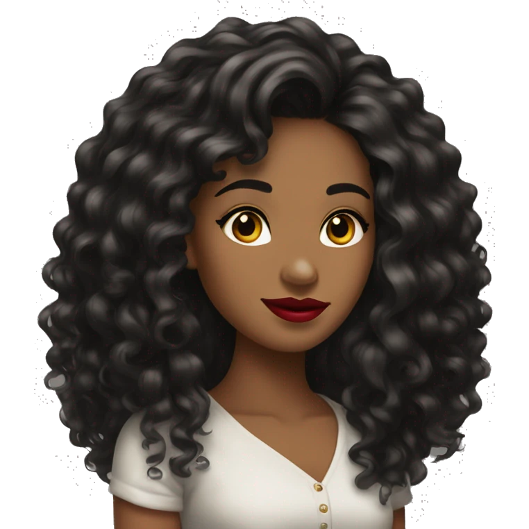 pretty-long-curly-black-hair-caramel-woman-red-lips- emoji