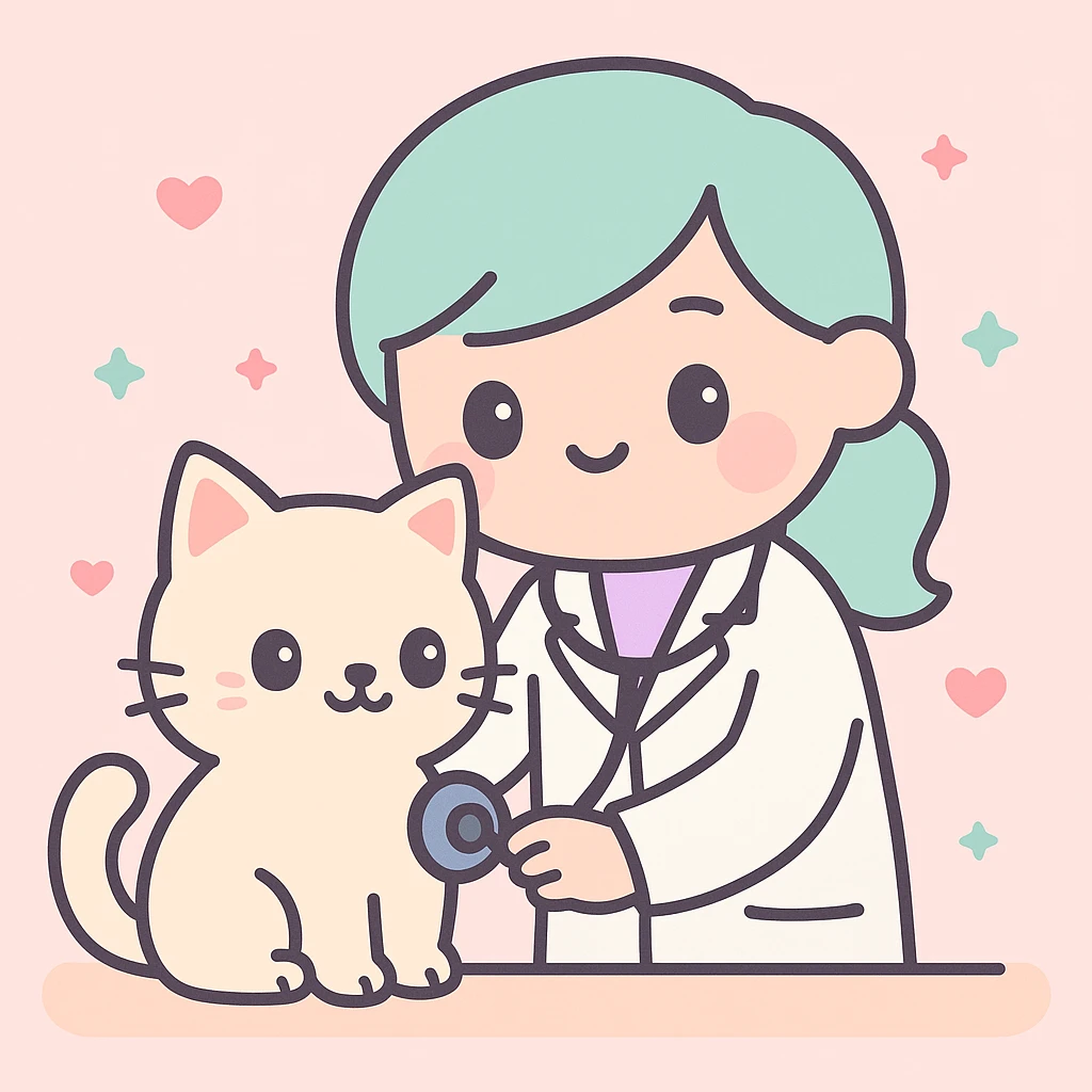 veterinarian examining a cat emoji