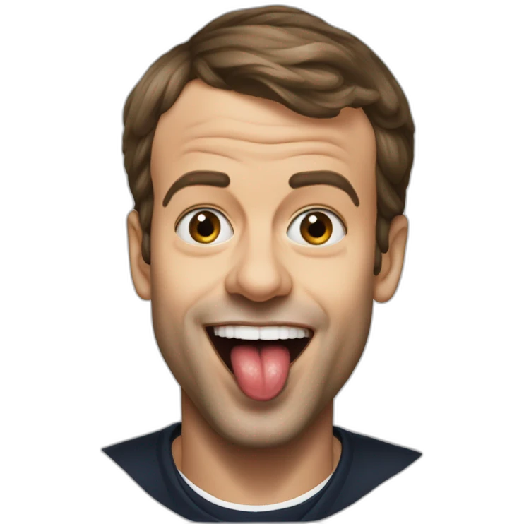 emanuel Macron sticking out his tongue emoji