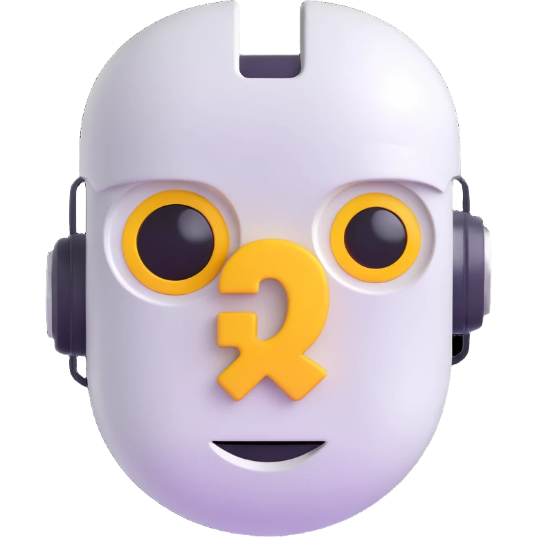 a helpful robot face with a question mark, 3D emoji style, no background emoji
