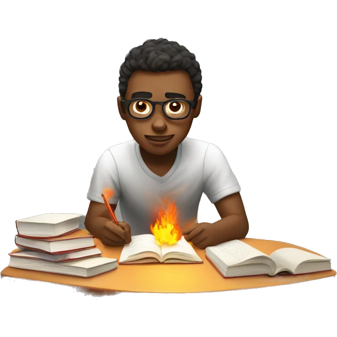 student studying hard with fire emoji