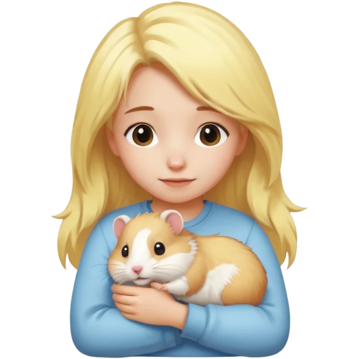Девушка со светло желтыми  волосами обнимает хомяка  emoji