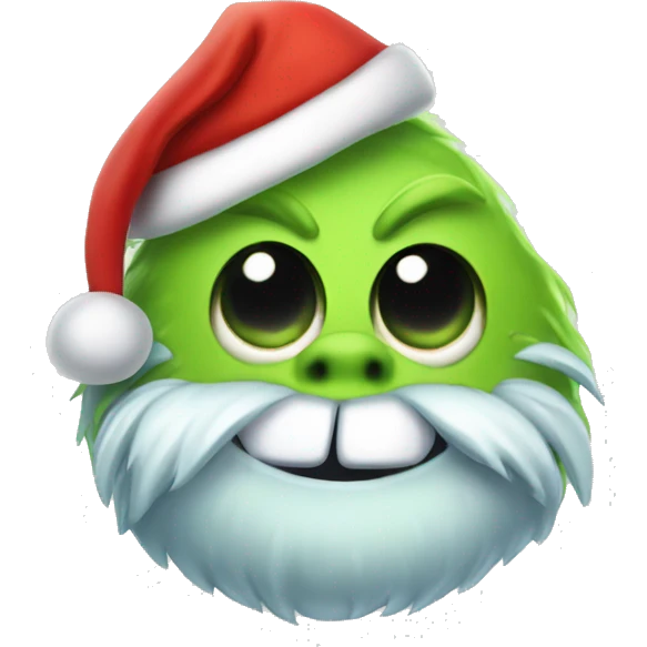 Lime green monster wearing a Santa hat emoji
