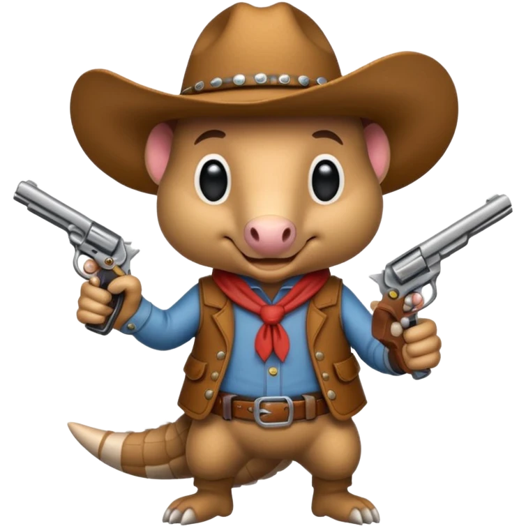 Cowboy armadillo with a pistol emoji