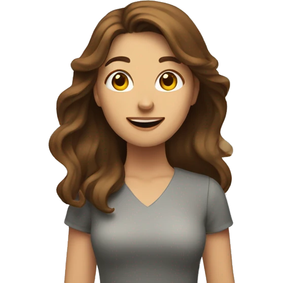 woman with brown hair waving from side of page emoji