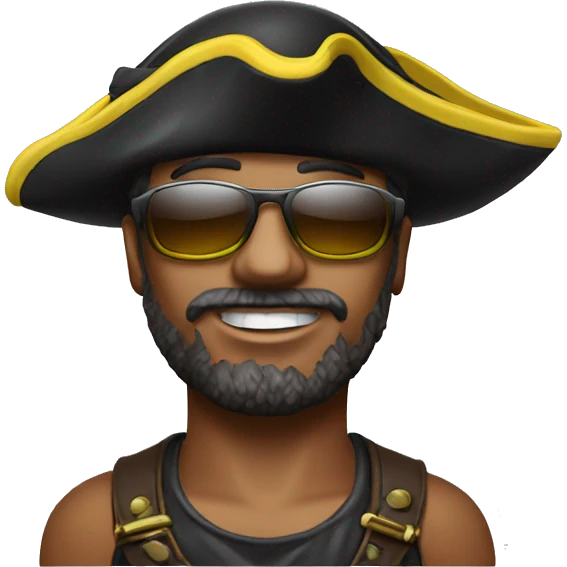 A man with pirate cap and a neon sun glasses   emoji